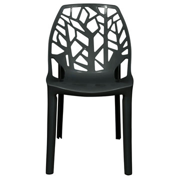 Leisuremod Cornelia Tree Back Design Lucite Dining Chair, Solid Black