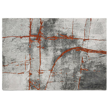 Quarry 5x6.5' Abstract Area Rug, Gray & Orange Polypropylene