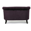 Traditional Chesterfield Loveseat, Velvet Seat and Scrolled Arms, Blackberry