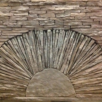 Somerset, NJ. Interior Stone Fireplace and Front Stone Steps