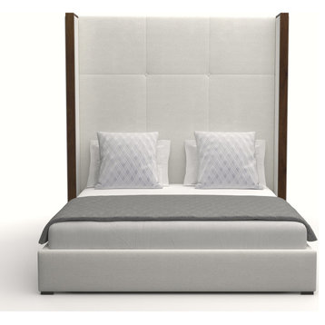 Nativa Interiors Irenne Simple Tufted Bed, Off White, King, High 87"
