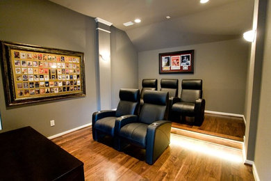 Transitional home theater photo in Houston