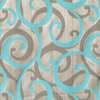 Aqua Scrolls Fabric By The Yard, Jacquard Weave Fabric, Upholstery Scrolls