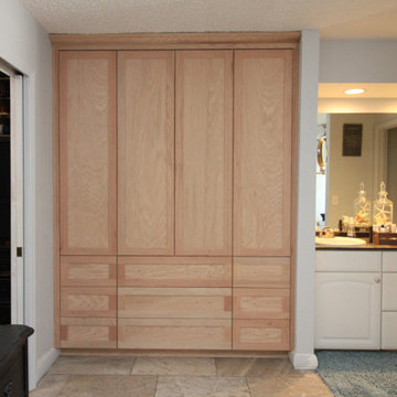 Custom Built-In Shaker Storage Cabinet shown in Unfinished Solid Oak