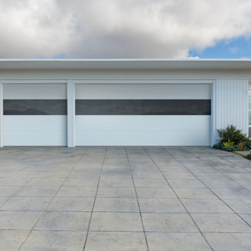 Modern Residential Garage Door Installation-Platinum Flush White Door