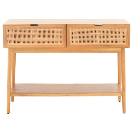 Baisley 2 Drawer Rattan Console Table Natural Safavieh