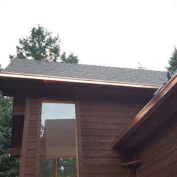 Evergreen Copper Box Gutter & Copper Round Downspout