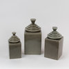 Mid Century Modern Textured Gray 3-Piece Ceramic Decorative Canister Set