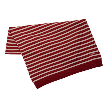 KNITTED DECORATIVE THROW INTEMPOREL ROUGE WITH RED AND WHITE STRIPES