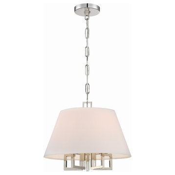 Crystorama 2255-PN 5 Light Mini Chandelier in Polished Nickel with Silk
