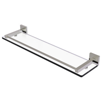 Montero 22" Glass Shelf with Gallery Rail, Satin Nickel
