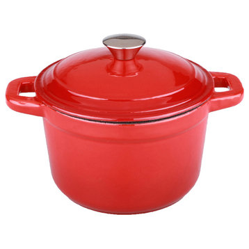 Neo Cast Iron Round Covered Dutch Oven, Red, 7 Quart