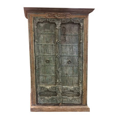 Mogul Interior - Consigned Antique Almirah Green Old Door Rustic Spanish Welcome Wardrobe cabinet - Armoires And Wardrobes