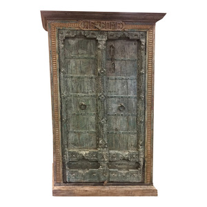 Mogul Interior - Consigned Antique Almirah Green Old Door Rustic Spanish Welcome Wardrobe cabinet - Armoires And Wardrobes