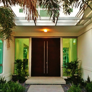 Ispirazione per una porta d'ingresso minimal con una porta a due ante e una porta nera