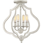 Quoizel - Quoizel OKF1715AWH O'Keefe 4 Light Semi-Flush Mount - Antique White - Light up your space with the O'Keefe collection. This farmhouse style ?xture features an open geometric silhouette with curved sides for a romantic and airy design. This collection comes in two ?nishes and two interchangeable candle sleeves are included with each fixture. The Antique White ?nish comes with Weathered Brass candle sleeves and the Matte Black ?nish comes with the option of Antique Nickel.