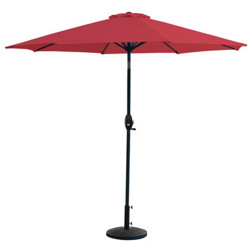 WestinTrends 9Ft Outdoor Patio Market Umbrella w/Push Button Tilt, Resin Base, Red