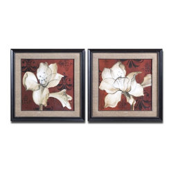 www.essentialsinside.com: amaryllis on red, wall art - Artwork