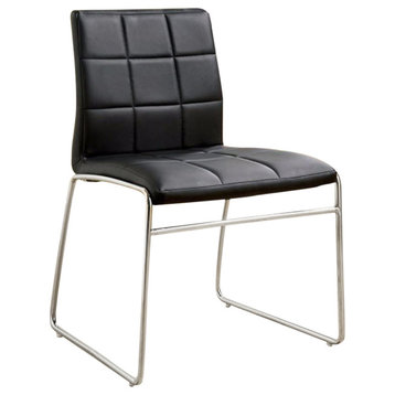 Benzara Oahu Contemporary Side Chairs With Steel Tube, Set of 2, Black