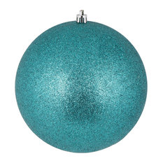 Vickerman 6" Glitter Ball Drilled, Set of 4, Teal