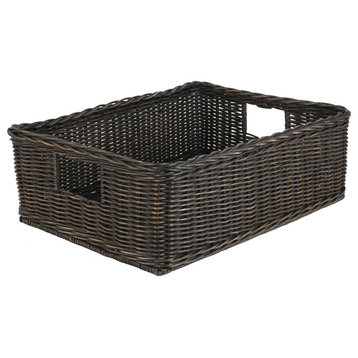 Wicker Under the Bed/Basic Storage Basket, Antique Walnut Brown, Large