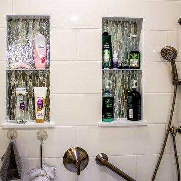 Gray Bathroom with Custom Artic White SteamSpa Shower