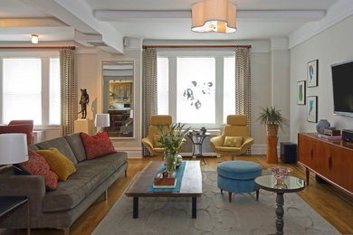 Trendy living room photo in New York