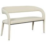 Meridian Furniture - Sylvester Faux Leather Bench, Cream - Modernize your home with this Sylvester cream vegan leather bench. Featuring soft and durable cream vegan leather upholstery, this bench offers you a comfortable and long-lasting place to sit while you dine. It's fully upholstered, giving it a solid look that is ideal for any contemporary home. Its rounded back provides upper back support, while its semi-open design makes a fashionable decorative statement that is sure to catch the eyes of anyone who joins you for dinner.