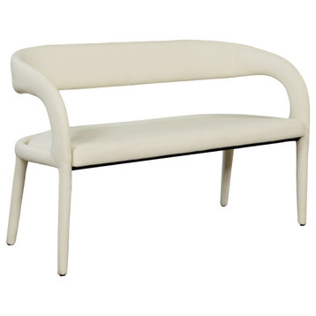 Sylvester Faux Leather Bench, Cream