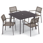 Oxford Garden - Eiland 45" Dining Set, Eiland Armchairs, Carbon Mocha Finish - Eiland is as practical as it is beautiful. With a subtle, sophisticated look, this collection will complement a variety of spaces. It is ideally suited for outdoor applications with its low-maintenance, durable materials. The open weave of the seating using PVC coated polyester is surprisingly comfortable and light, yet durable and sturdy, even in windy conditions.