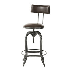 GDF Studio Samthorn Modern Industrial Upholstered Adjustable Height Swivel Barst