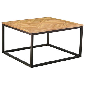 Afuera Living Wood Top Patio Coffee Table in Natural and Black