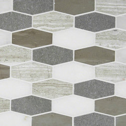 Belagio Blend Elongated Hexagon - Mosaic Tile