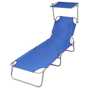 vidaXL Sun Lounger Bed Chair Blue Beach Garden Pool Back Relaxer Furniture