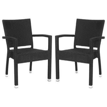 Safavieh Kelda Stackable Indoor-Outdoor Armchairs, Set of 2, Black