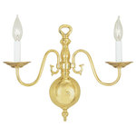 Livex Lighting - Livex Lighting 5002-02 Williamsburgh Wall Sconce, Polished Brass - Simple, yet refined, the traditional, colonial wall sconce is a perennial favorite. Part of the Williamsburg series, this handsome sconce is a timeless beauty.