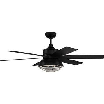 Craftmade Rugged 2-Light Outdoor Ceiling Fan in Flat Black with Painted Nickel