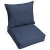 Sorra Home Sunbrella Indoor/Outdoor Indigo Pillow and Cushion Chair Set, 25x25x5