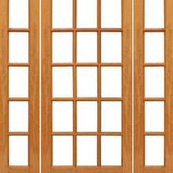 Pre-hung 15-lite Patio Brazilian Mahogany Wood IG Glass Sidelites Door - Patio Doors