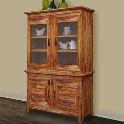 Sierra Nevada Traditional Glass Door Solid Wood Hutch - China Cabinets And Hutches