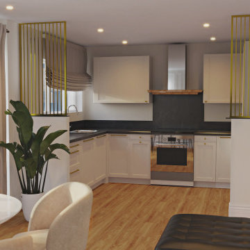 Before/After of the Living Room and Kitchen 27 sq.m