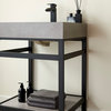 Funes Bath Vanity without Mirror, Matte Black Support, 24'', Grey Stone Top
