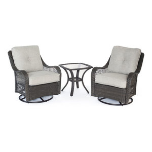 Orleans 3 Piece Swivel Rocking Chat Set Gray Wicker Silver