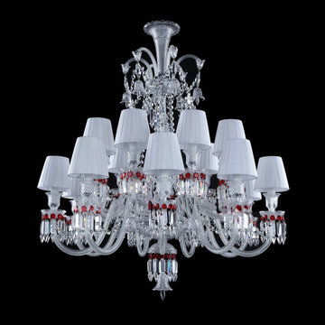 18 Light white shade ballroom chandelier