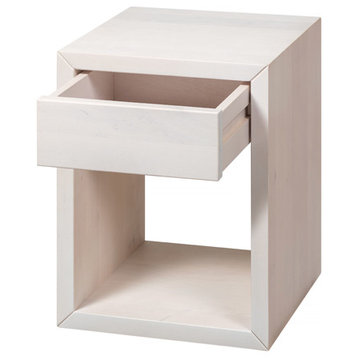 Floating Nightstand Cubic Hugo with Drawer small, White Birch