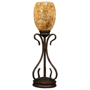 Swan Mini Table Lamp In Bronze, 5" Gold Fusion Glass