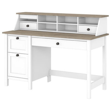 Pemberly Row 54W Desk w/ Drawers and Organizer in Shiplap Gray/White - Eng Wood