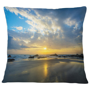 Beautiful Sunrise and Seashore Seashore Throw Pillow, 16"x16"
