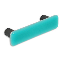 CKP - Art Glass Pull, Light Aqua Blue, Oil-Rubbed Bronze Base - Cabinet And Drawer Handle Pulls