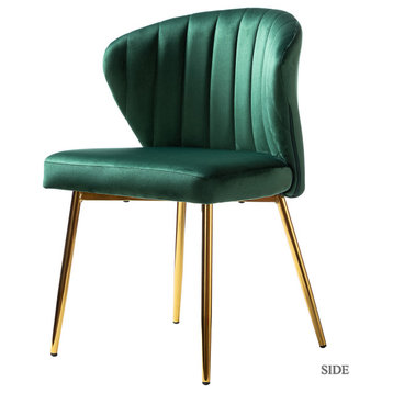 Luna Contemporary Side Chair With Tufted Back, Green